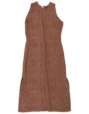 Vintage Womens Sleeveless Maxi Dress UK 14 Large Brown Animal Print JX05