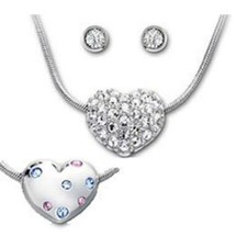 Swarovski Crystal Heart Reversable Pendant and Earrings Set 1044445 NIB