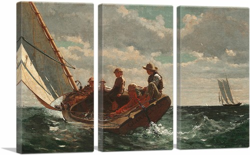 ARTCANVAS Breezing Up - A Fair Wind 1876 Canvas Art Print by Winslow Homer - Picture 14 of 14
