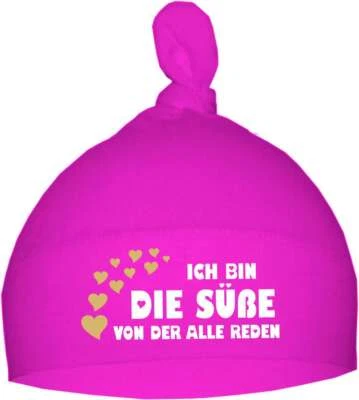 KLEINER FRATZ 1 Zipfel Babymütze bedruckt mit Ich bin die Süße von der alle reden