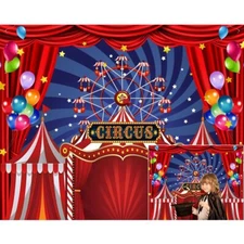 Carnival Circus Backdrop Red Tents Curtain Circus Stage Theme Photo Backdrop ...