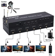 4k HDMI Matrix 2X4 Splitter 4K 60Hz 2 In 4 Out HDMI Splitter Switcher Audio