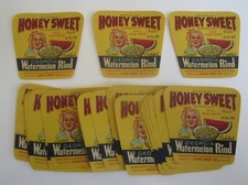 Wholesale Lot of 25 Old 1943 Honey Sweet WATERMELON Rind JAR LABELS Georgia 8oz
