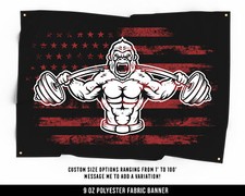 USA Weightlifting Cloth Banner - Home Gym Wall Art - Red