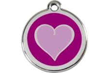 Purple Heart Dog Cat Pet ID Tag Charm Personalized  Red Dingo Lifetime Guarantee