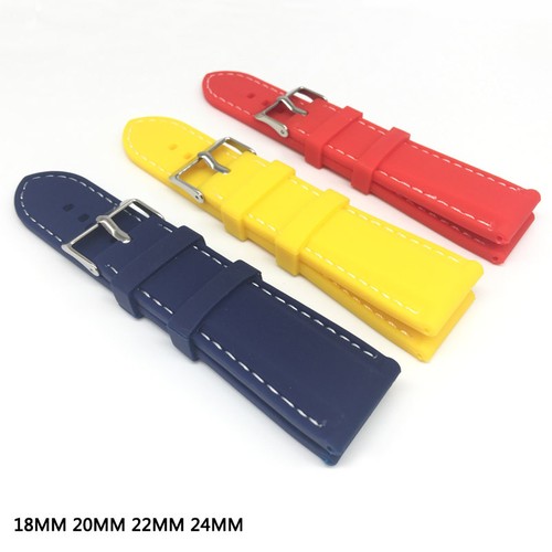 CINTURINO OROLOGIO SILICONE GOMMA BLU GIALLO ROSSO 18mm 20mm 22mm 24mm  MORBIDO | eBay