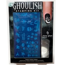 China Glaze Ghoulish Nail Art Stamping Kit Halloween Spooky Skull Pumpkin New