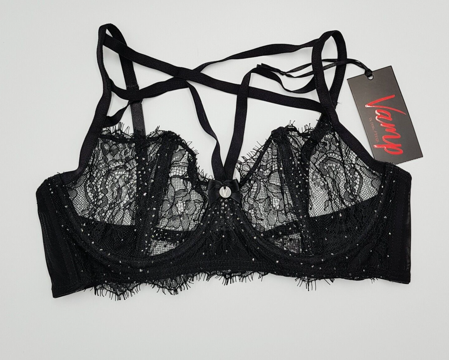 VAMP Womens Size AU 10C or US 32C Black Lace Selina Underwire Bra NEW + TAGS