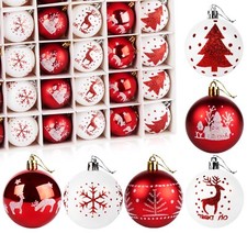 30pcs Weihnachtskugeln Kunststoff Ø6cm Rot+W...