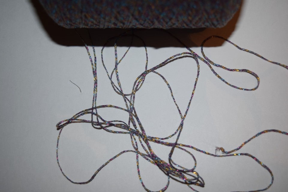 Light Multi 1.5mm Zari Lurex rope yarn, metallic thread Unique yarn 50 ...