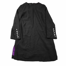 Talbots Dress Womens 12 Black Lined Side Slits Back Zip Long Sleeves A Line