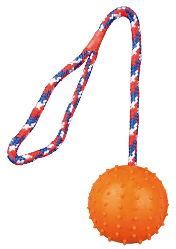 Dog Toy Ball on Rope Natural Rubber - Picture 7 of 19