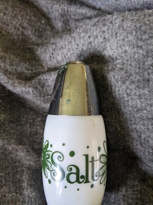 GEMCO GREEN FLORAL PATTERN  SALT SHAKER PLEASE READ DESCRIPTION!  FREE USA SHIP