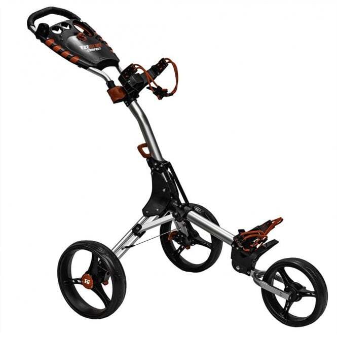 Ezeglide Compact + Golf Trolley PUSH Cart 3 Wheel - Silver