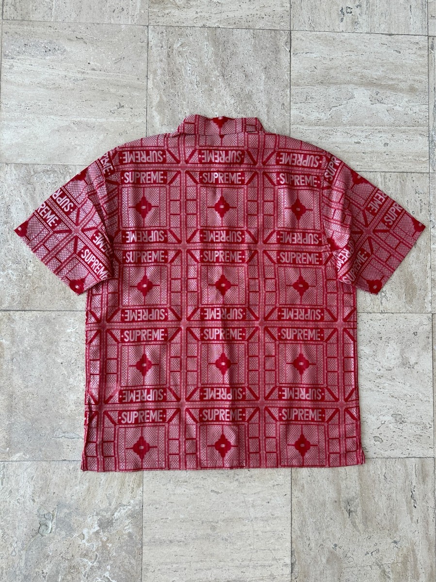 NWT Supreme Red Tray Jacquard Logo Button Down Shirt Men's M