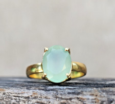Blue Aqua Chalcedony Gemstone 925 Silver Ring,Handmade Ring,Gold Statement Ring,