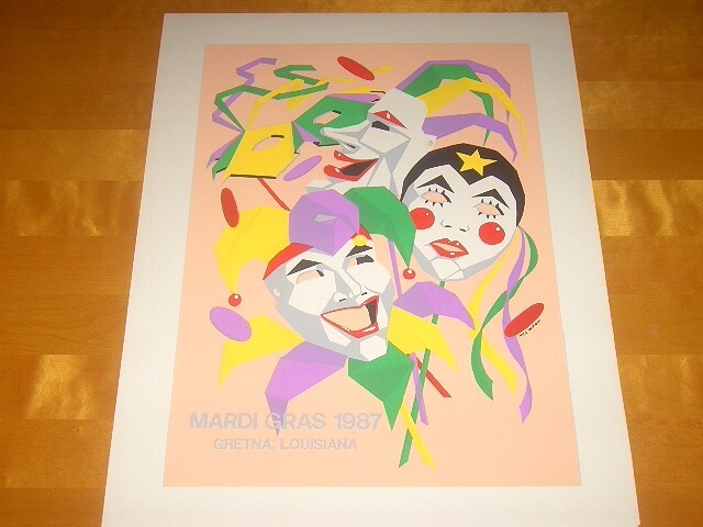 1987 Gretna Louisiana Mardi Gras Poster Print BY Mel Wiken Rare