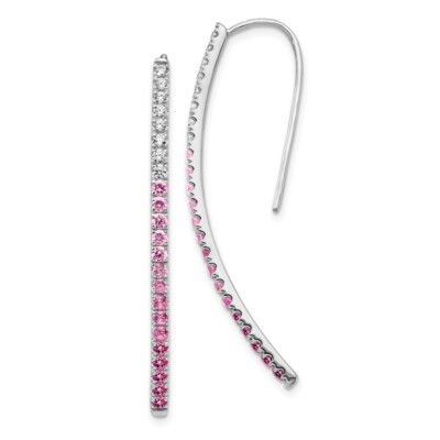 44mm 14k White Gold Diamond and Pink Sapphire Earrings EM4317-PS-038-WA