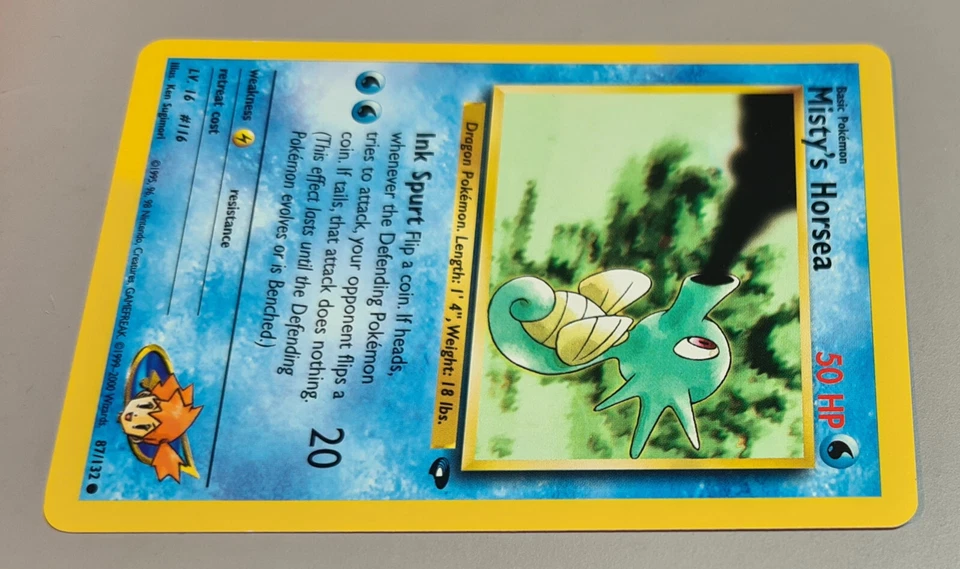 Misty's Horsea # 87/132 Common Gym Challenge 2000 Pokemon EN N.Mi-Mint Vintage - Bild 2 von 3