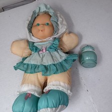 VTG 1991 Fisher Price Puffalump Kids Teal Blue Baby Doll Rattle Set 2pc