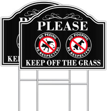 No Dog Pooping or Peeing Sign, 2 Pack 12.6X9.5 Inch, Double-Sided Plastic, Easy