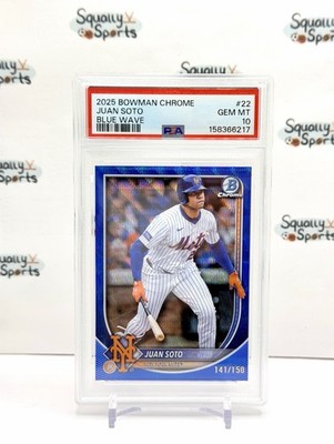 COLOR MATCH PSA 10 Juan Soto NY Mets 2025 Bowman Chrome Blue Wave Refractor /150