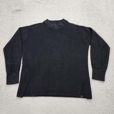 Lululemon Sweater Womens 6 Black Merino Wool Blend Ribbed Crewneck Pullover