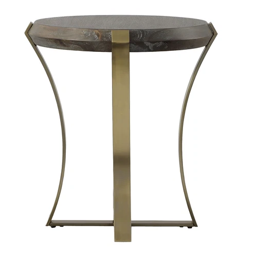 Uttermost Unite Brass Leg Wood Side Table - Picture 3 of 4