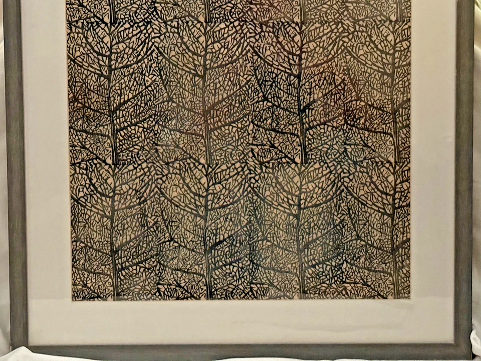 Abstract Textural Expression -  Black/White Print Lithograph  - Leafs / Trees - Image 2 of 4