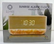 Lomi Sunrise Alarm Clock w/Himalayan Salt Base Model LOMD1082WD. New