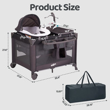 4-In-1 Baby Playard with Bassinet Changing Table for Newborn