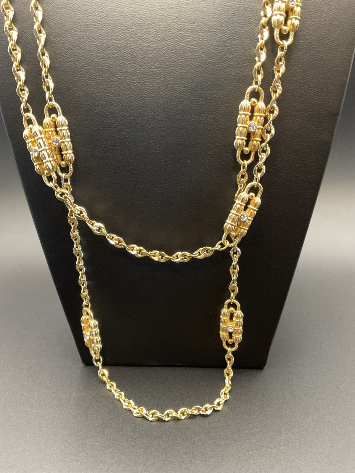 VTG JBK Jackie Kennedy CAMROSE & KROSS Gold tone PAPERCLIP CRYSTAL Necklace