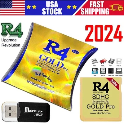 2024 Version R4 Gold Pro SDHC R4i For DS/3DS/2DS Revolution Cartridge + USB