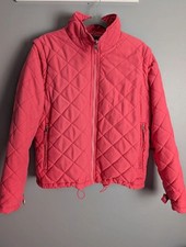 Tayberry Bright Pink Quilted Jacket M Blue Lining Diamond Quilt Gilet Style