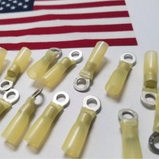 10-200pcs Waterproof Crimp 12-10AWG Heat Shrink Wire Connector 10 Ring Terminal