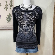 90s Y2k Embellished Rhinestone Top Fairy Grunge McBling Rockstar Girlfriend M