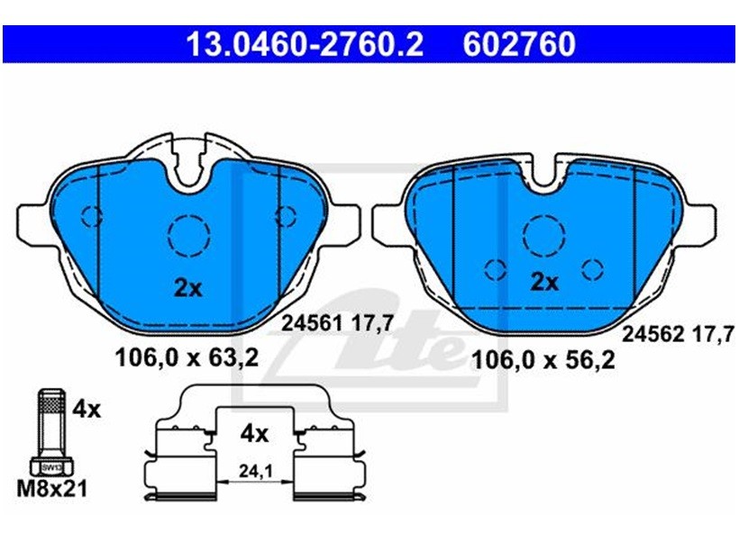 Plaquettes de frein ATE 13.0460-2760.2 pour BMW berline et touring
