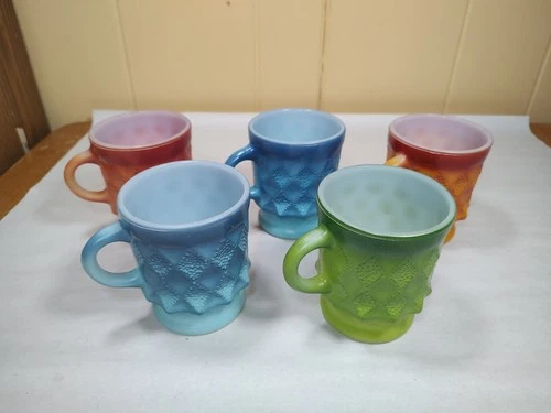 Vintage Anchor Hocking Fire King Mugs (5) - Cups Made in USA