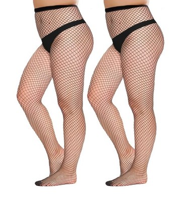 CURRMIEGO Womem's Sexy Black Fishnet Tights Plus One Size, #3 - 2pairs 