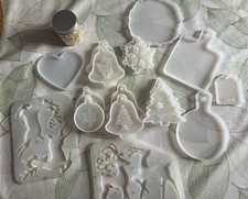 Large Bundle Resin Crafting Moulds Gold Leaf 18 Items Christmas Coasters & More