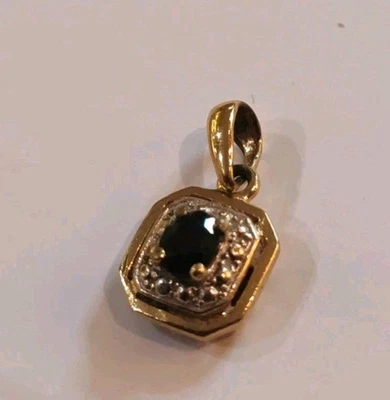 Pendentif or jaune 18 carats et saphir - Photo 1/4