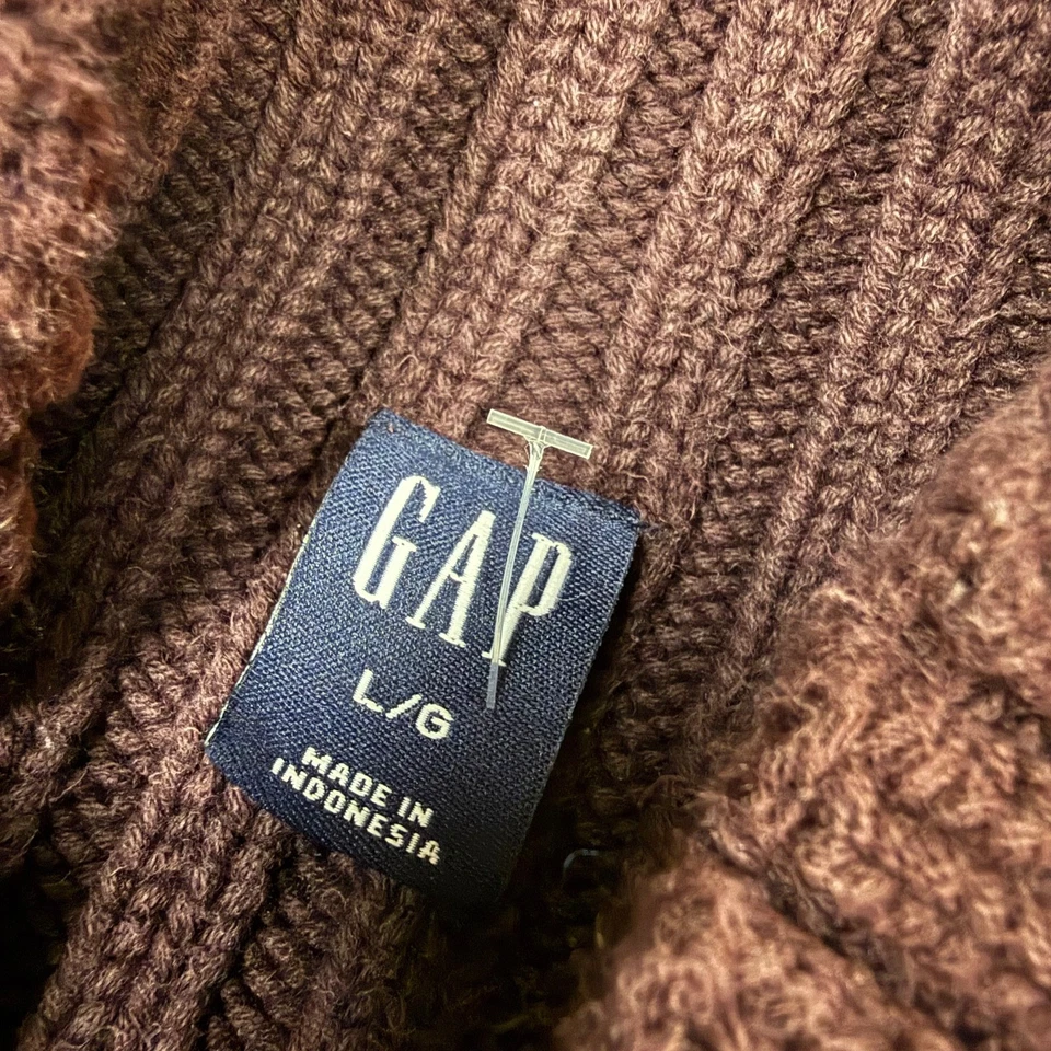 Vintage Gap y2k Ribbed Sweater men's mock neck Large Heavy Fisherman Purple - Image 3 of 4