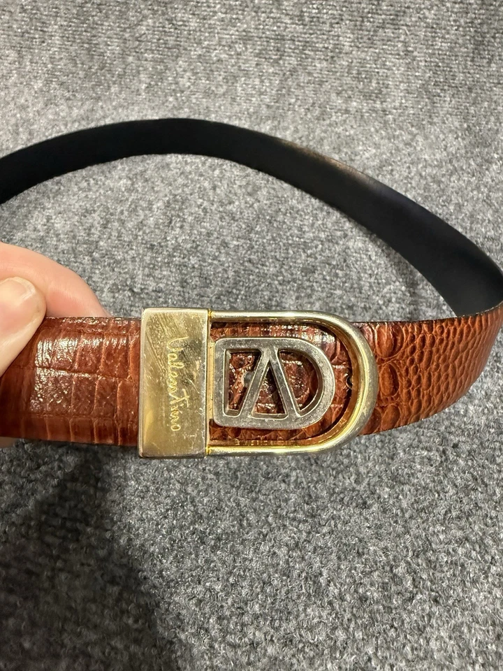 Vintage Mario Valentino Crocodile Skin Brown Designer Belt Size 44/110 - Image 4 of 4