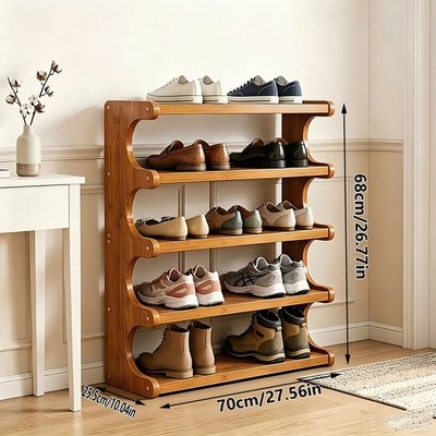 XJ5-70 Bamboo Shoe Rack Holds 15/24 Pairs of Shoes Space-Saving Rack Entryway