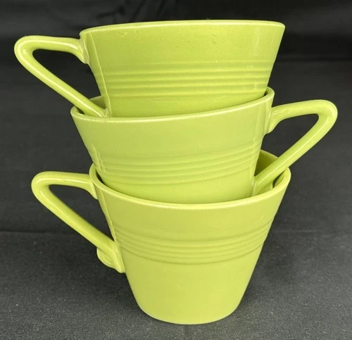 1950s Lot of 3 Homer Laughlin China Chartreuse Harlequin Cups Nice
