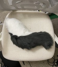 White and Gray Hyena Fursuit Tail