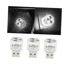 3PCS USB LED Car Interior Atmosphere Lamp, Mini Plug-in Vehicle Ambient White