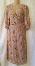 Madewell Pink Blend Dandelion Ruffle Cuff Wrap Dress Size Small