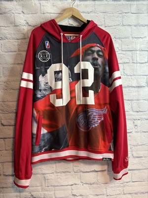 Tupac Post Game AOP Mens 92 RIP ''BISHOP'' RedWings Pullover Hoodie Rap Sz XL/XXL