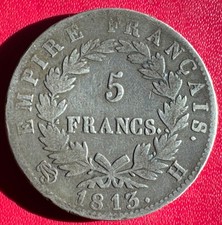 5 Francs Napoléon Ier 1813 H État TB- en Argent
